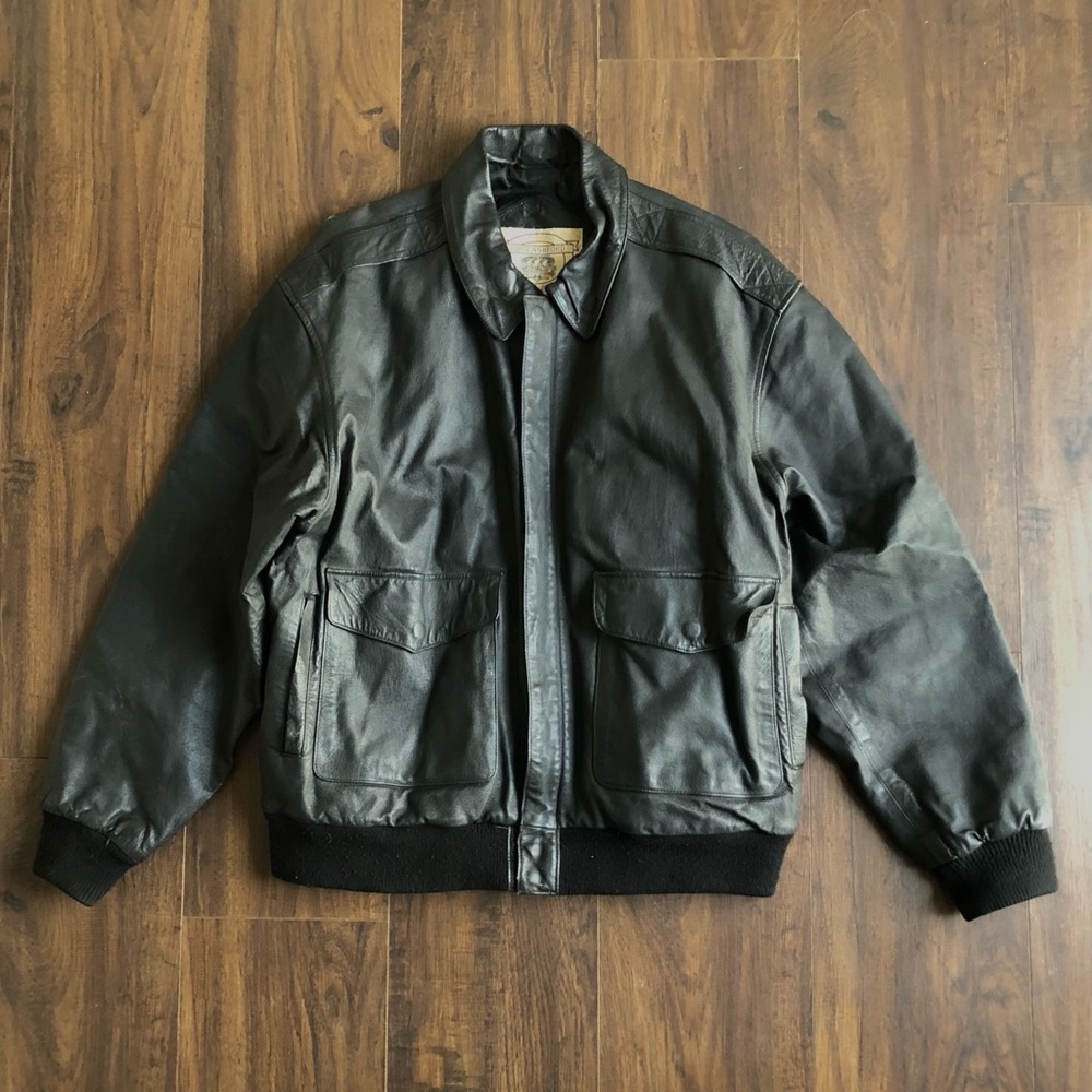 John Ashford Black Leather Bomber Jacket